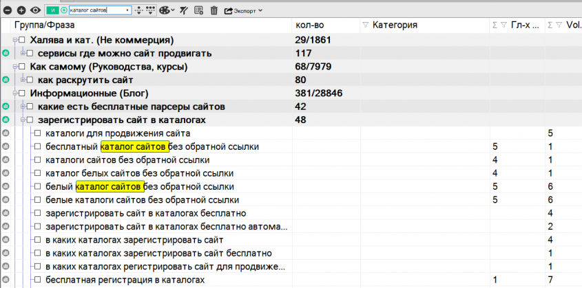 работа с LSI семантикой в KeyAssort